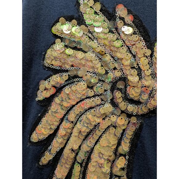 Navy Blue Sequin Glitter Angel Wings Fitted Short Sleeve Maxi Dress Size M - Picture 3 of 10